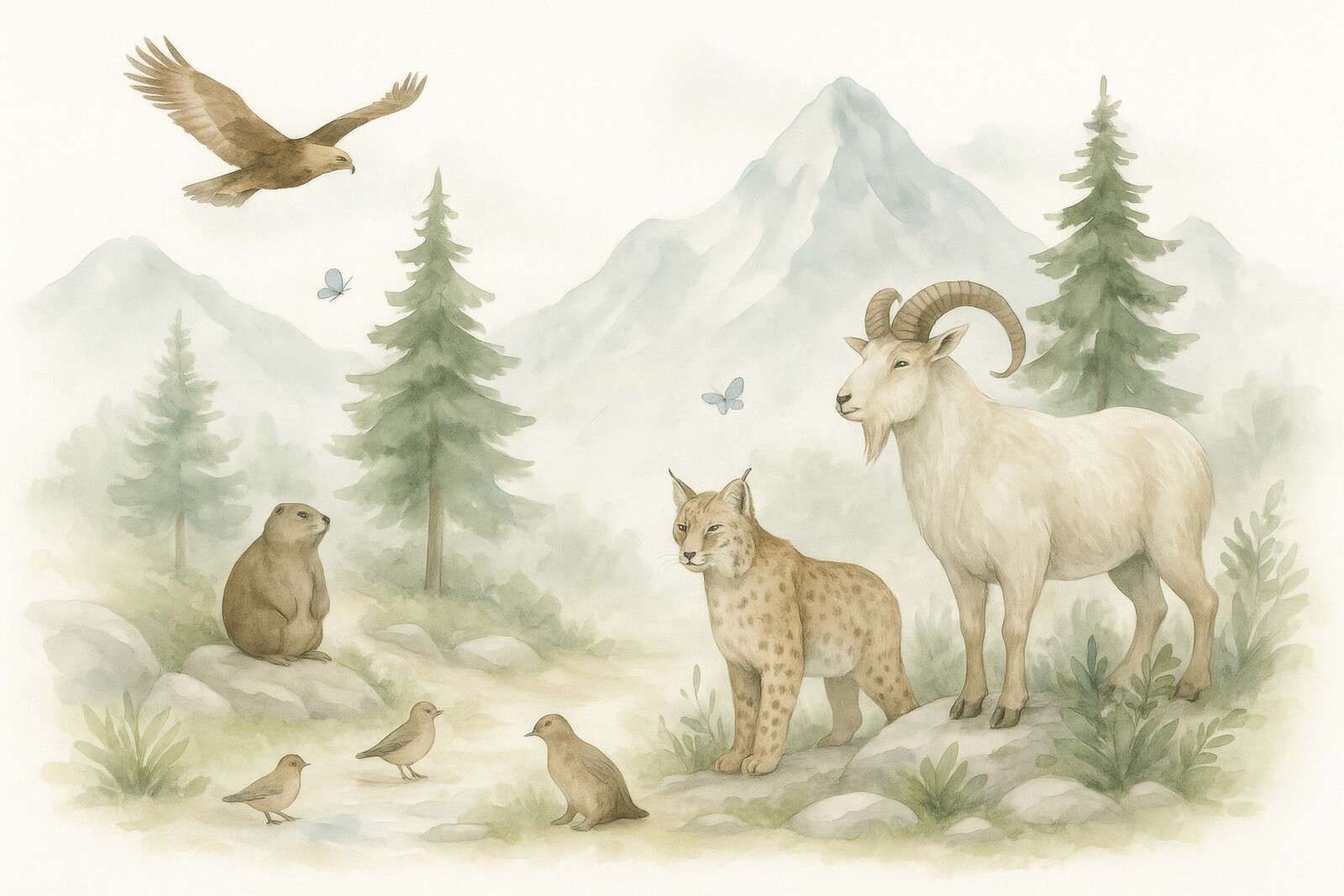 Dieren van het berglandschap