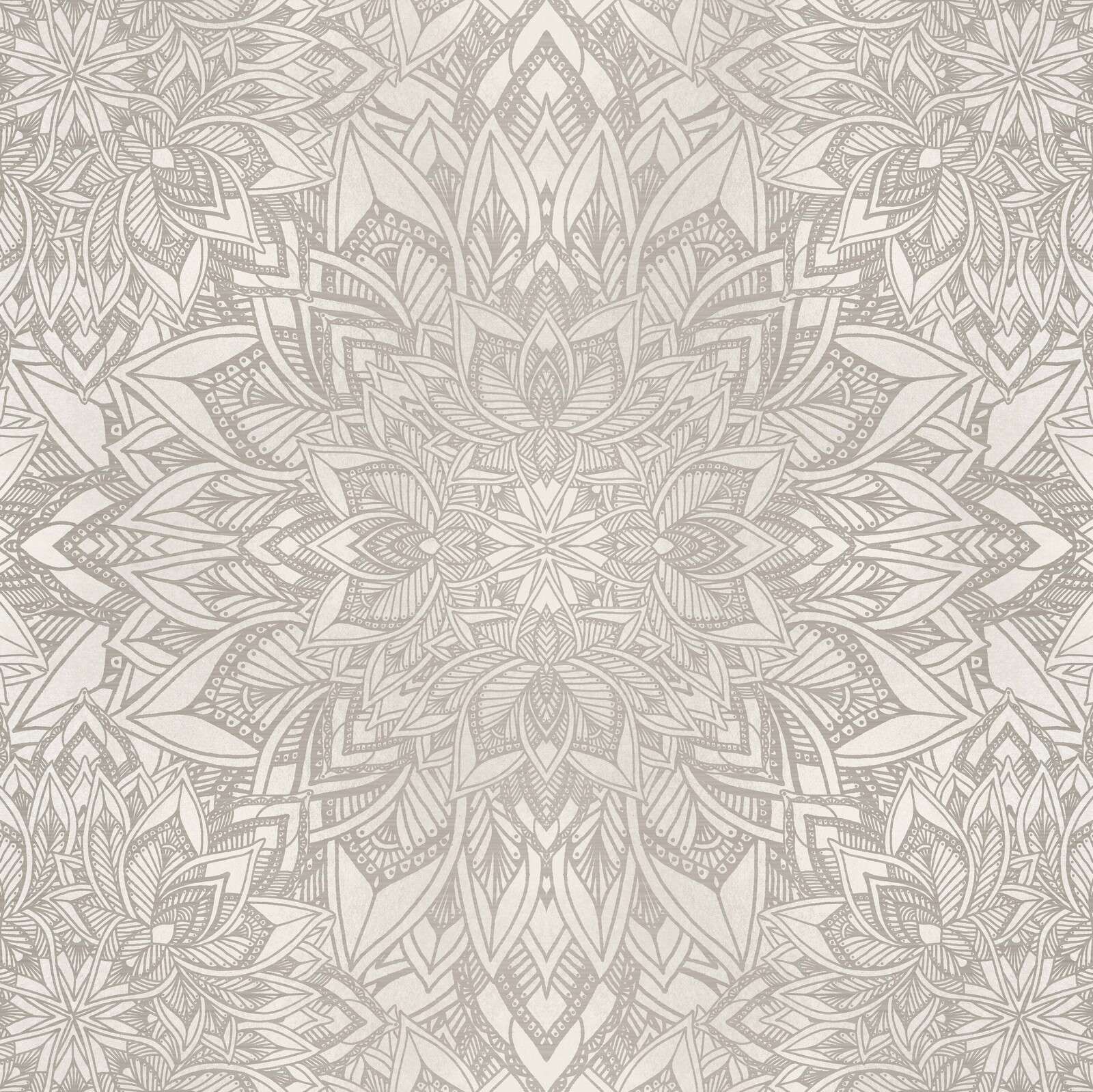 Zacht grijs mandala bloemmotief