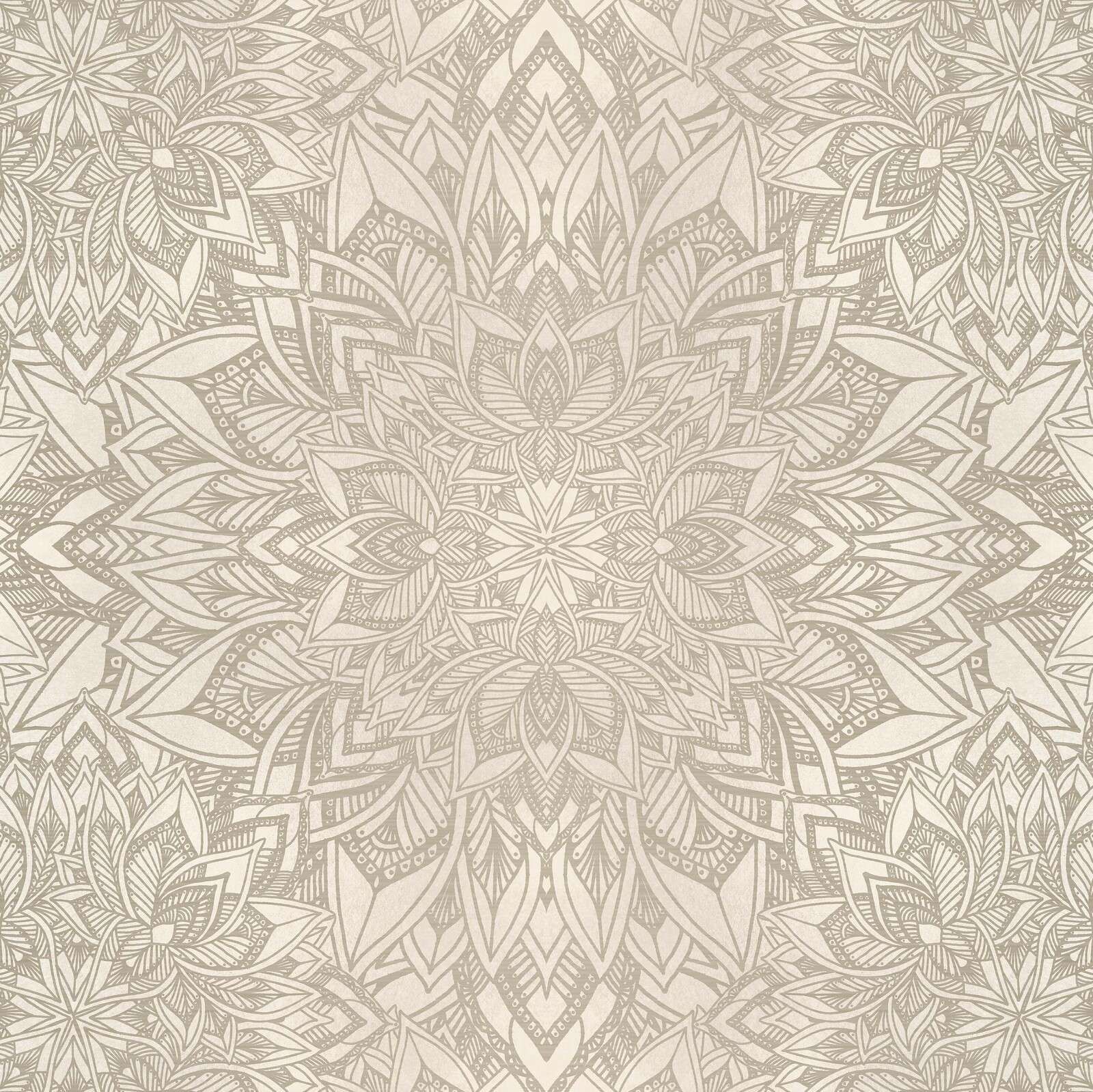 Ornamenteel mandala bloemenpatroon beige