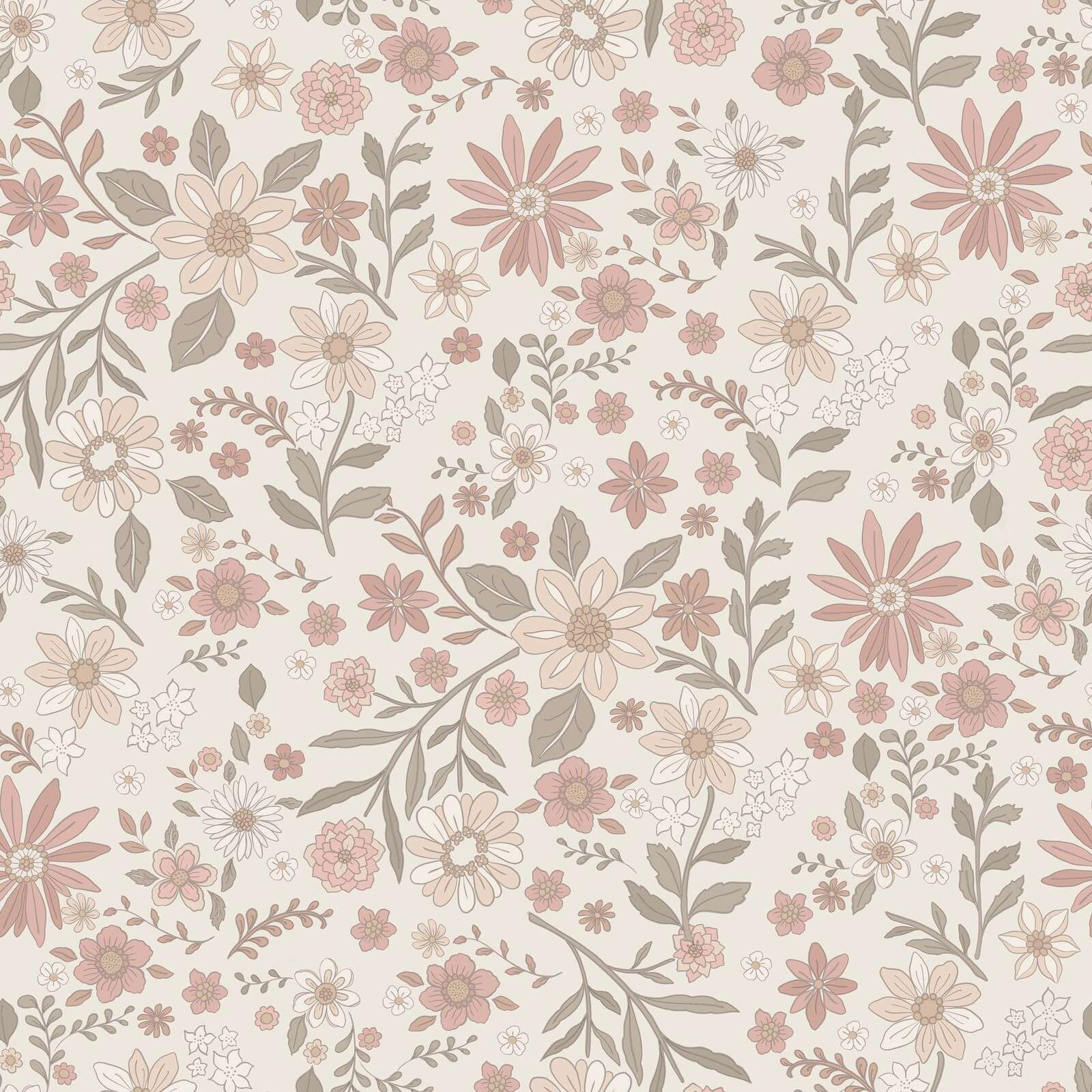 Zacht roze veldbloemenpatroon vintage