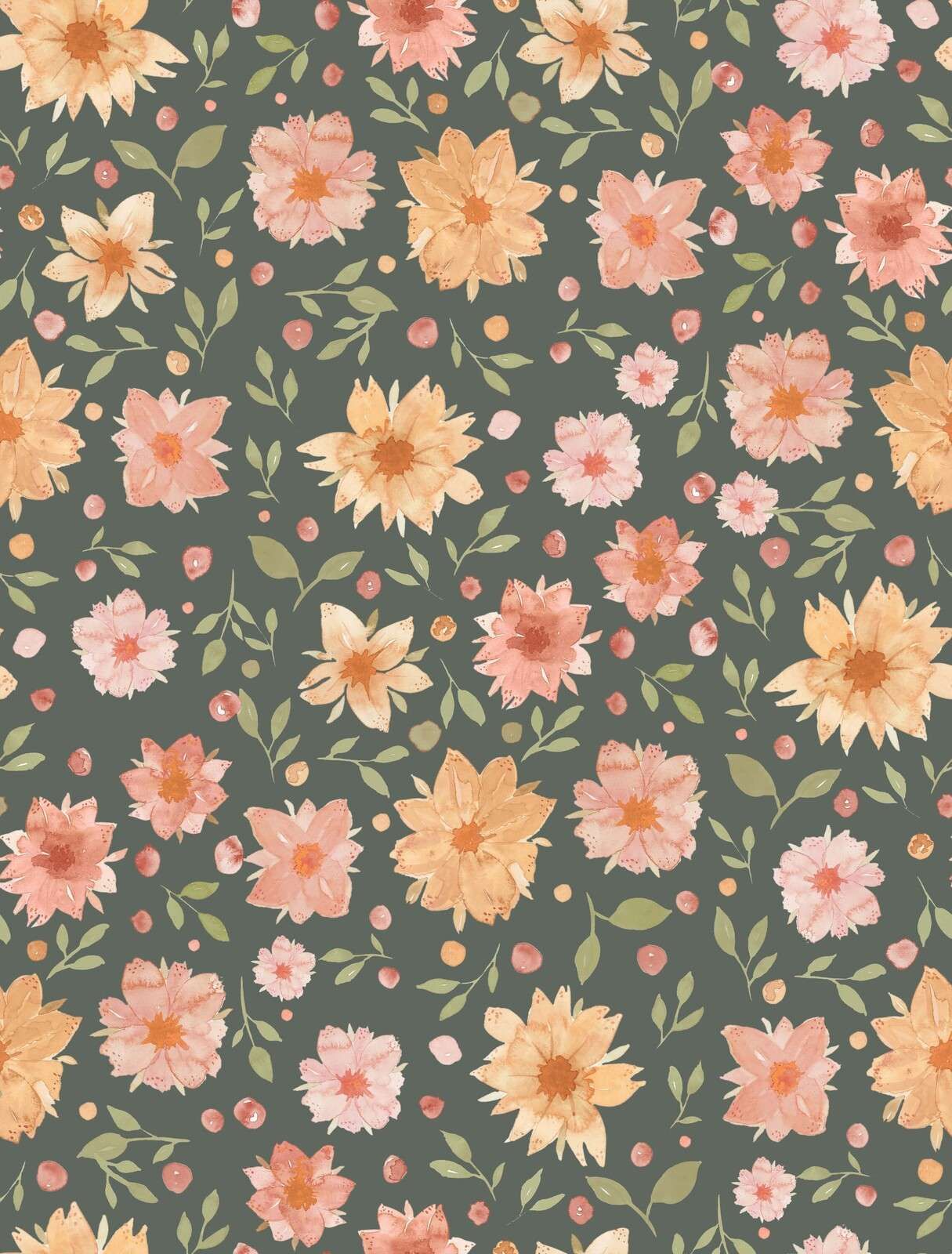 Aquarelbloemen op donkergroen