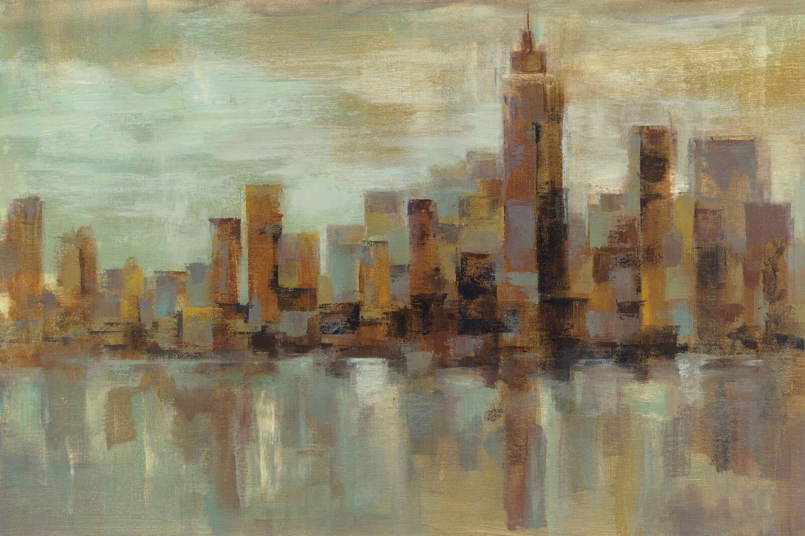Nevelige Skyline In Koperlicht