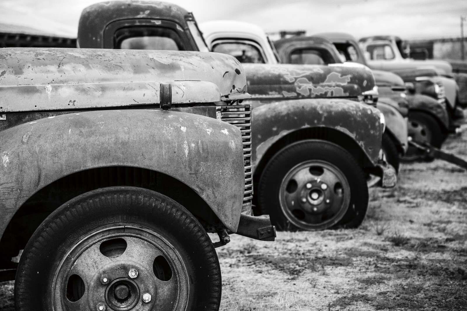 Verweerde Pick-Ups In Zwart-Wit