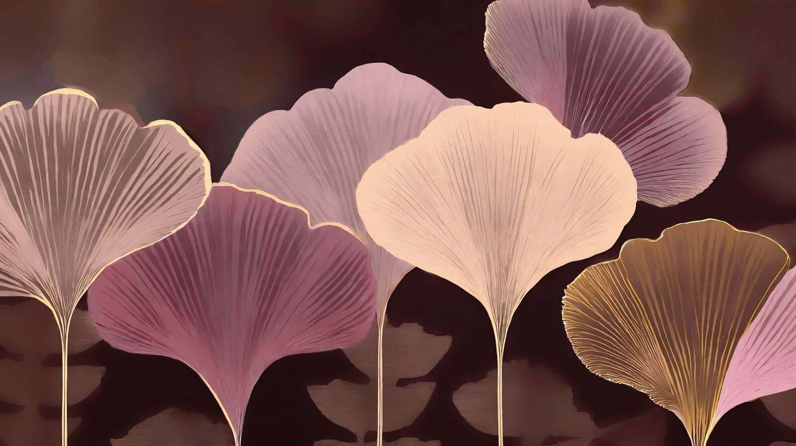 Abstracte ginkgobladeren in oudroze