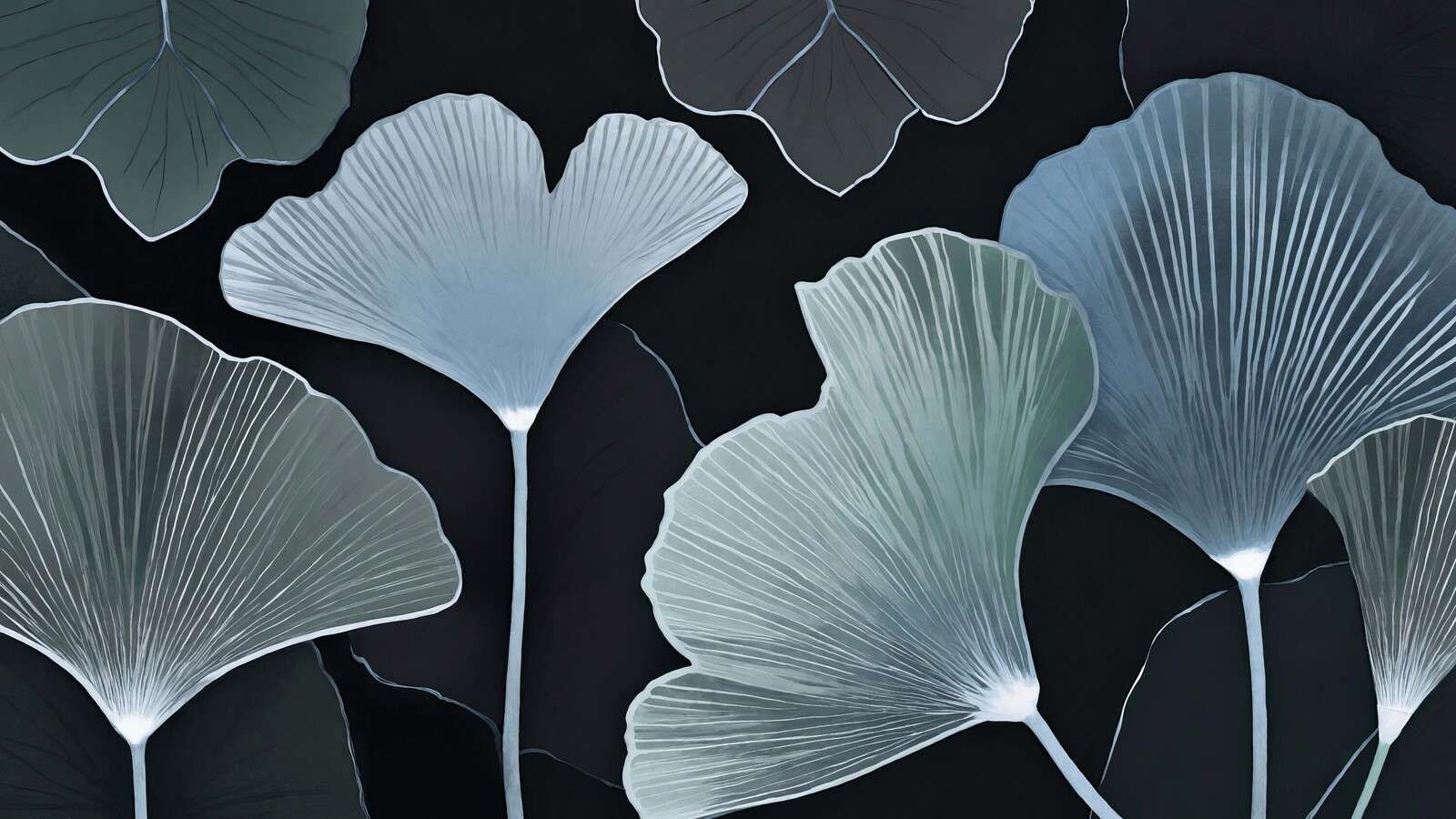 Koele ginkgo bladeren bij nacht