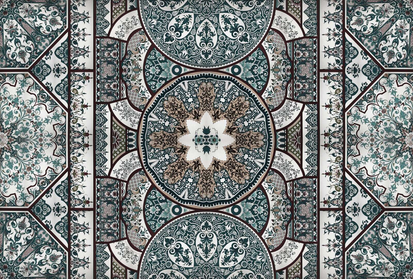 Groene ornamenten tegelmandala