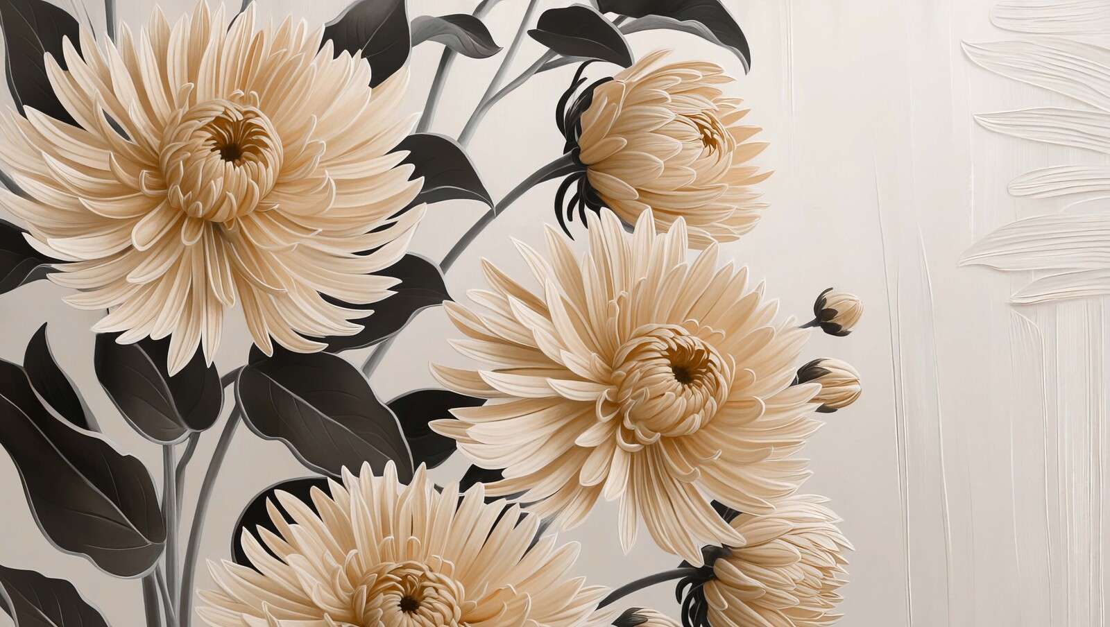 Champagnekleurige chrysanten elegantie