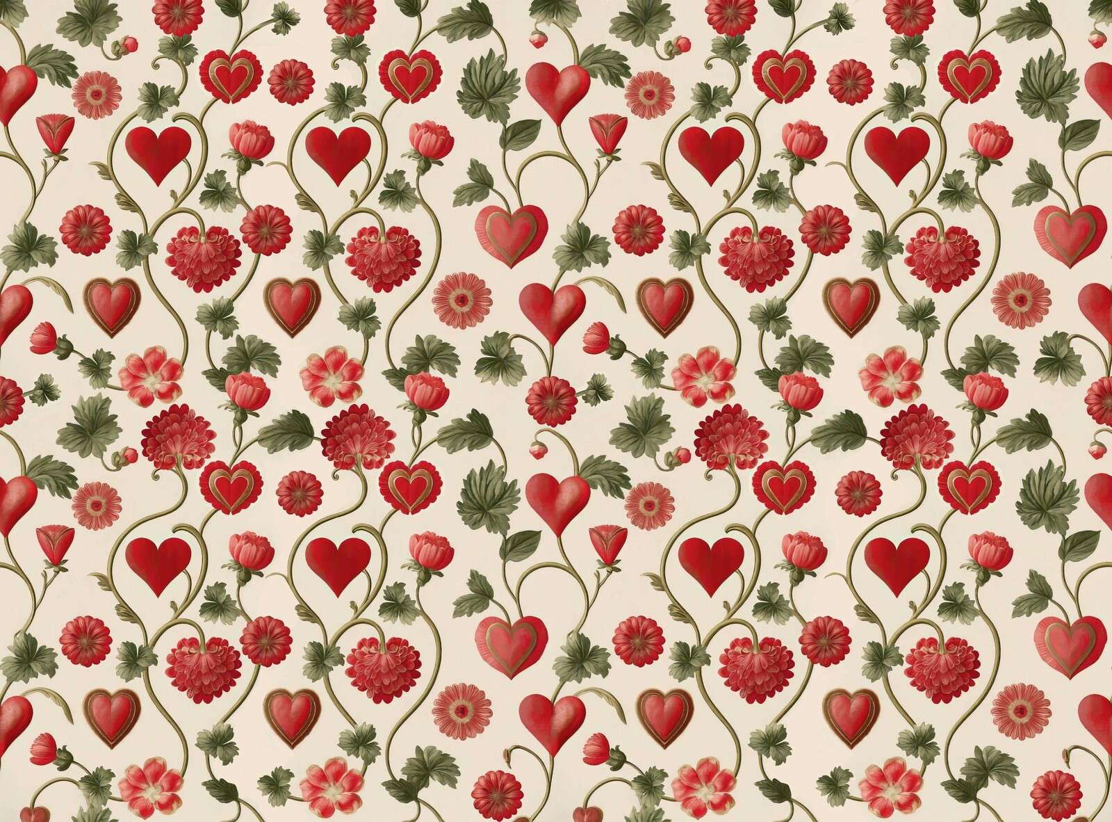 Romantische hartjes en bloemenranken