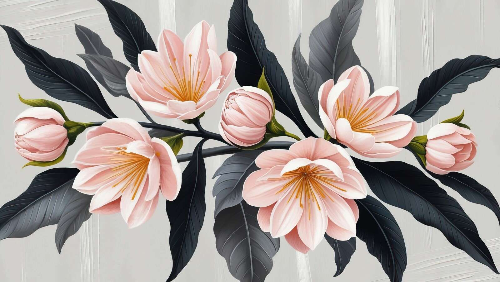 Roze magnoliabloemen met donkere bladeren