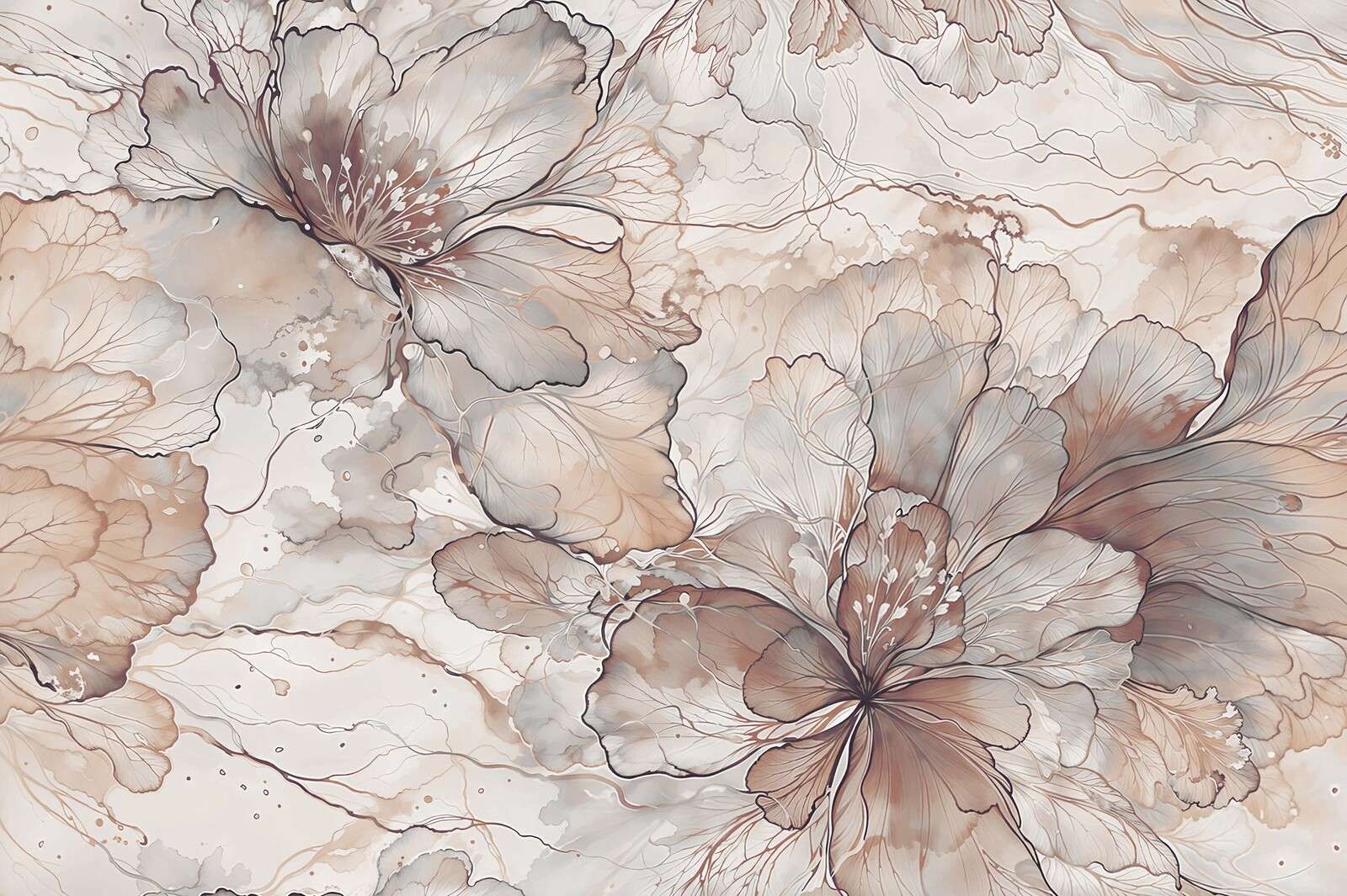 Aquarelbloemen in zachte aardetinten