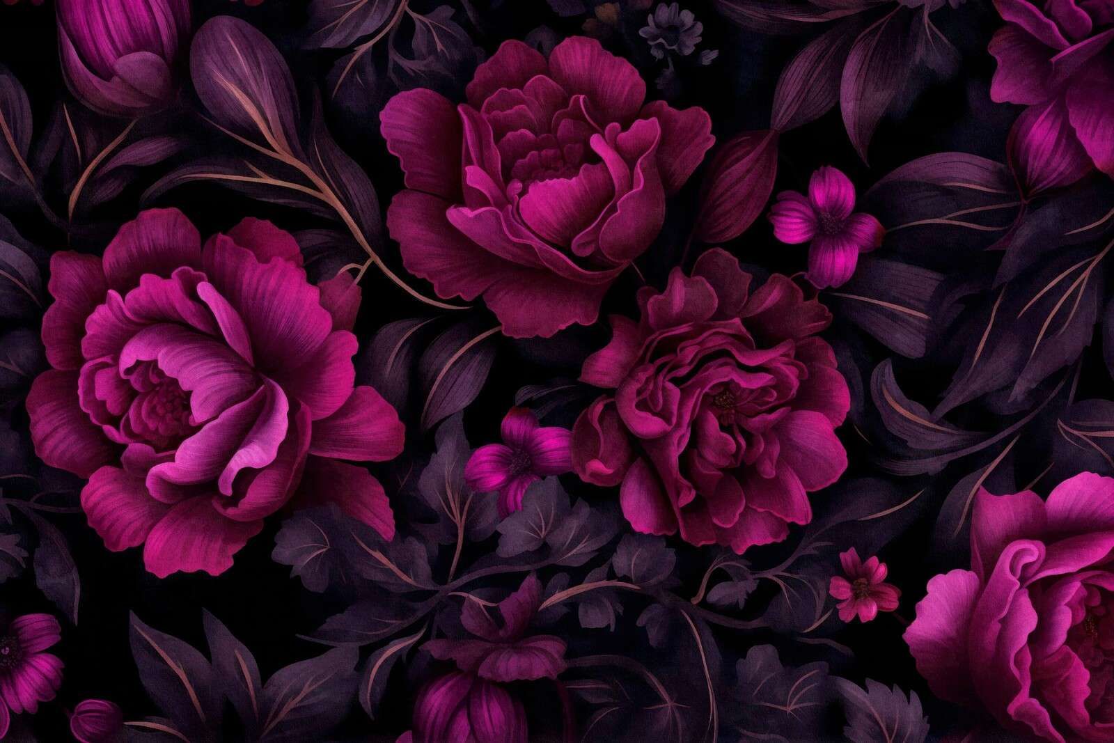 Velveteen dark moody flowers fuchsia pink