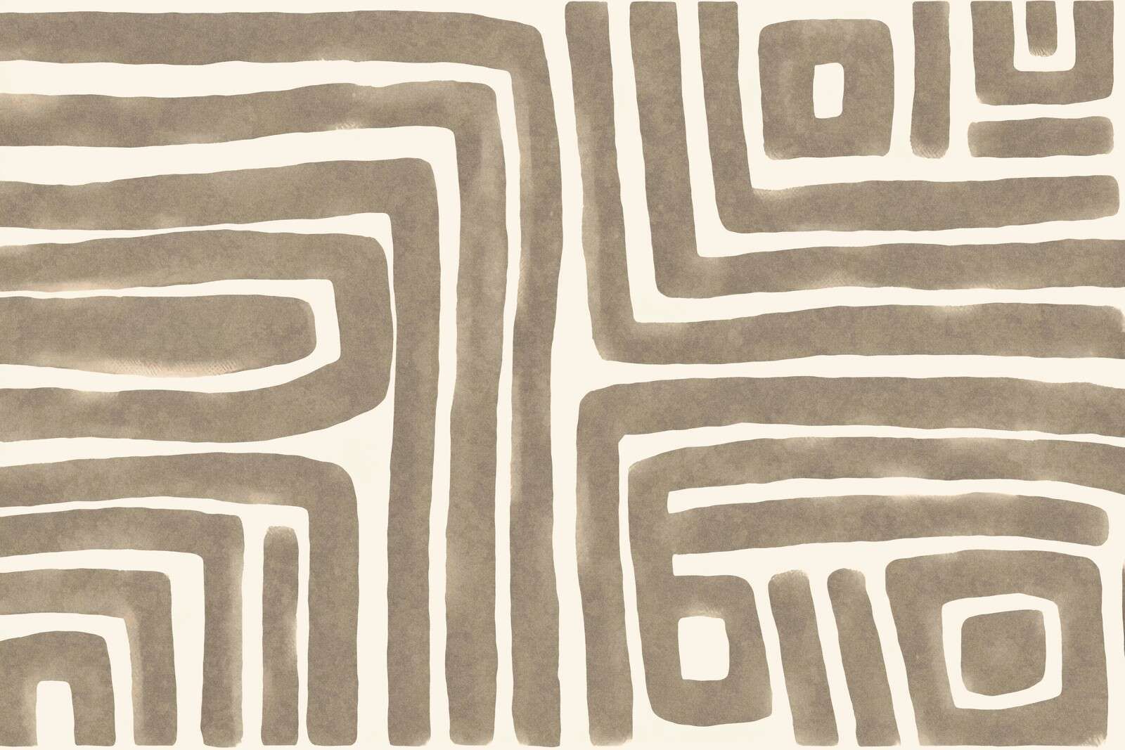 Abstract maze art beige