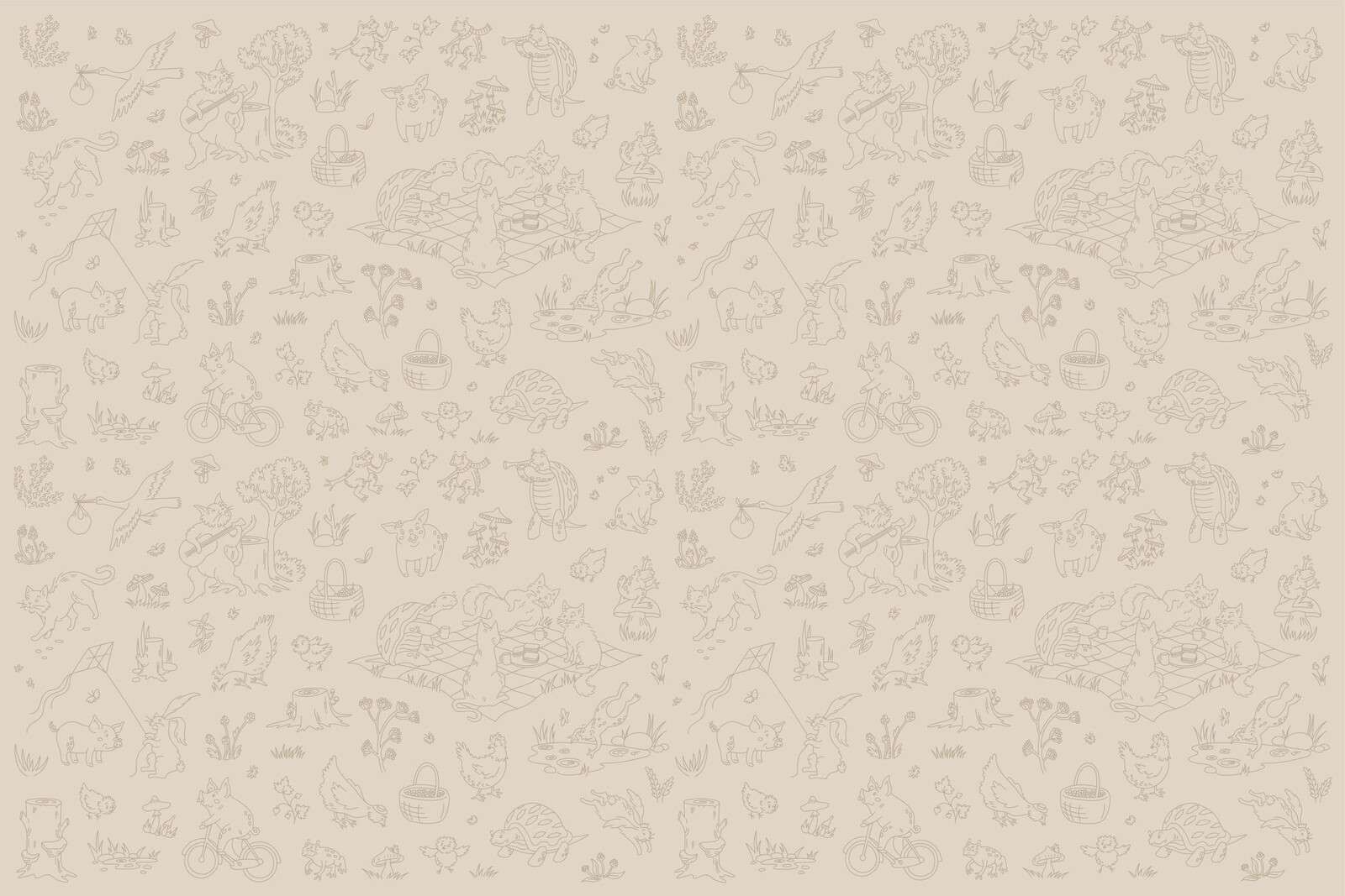 Bos dieren rustig beige en bruin print