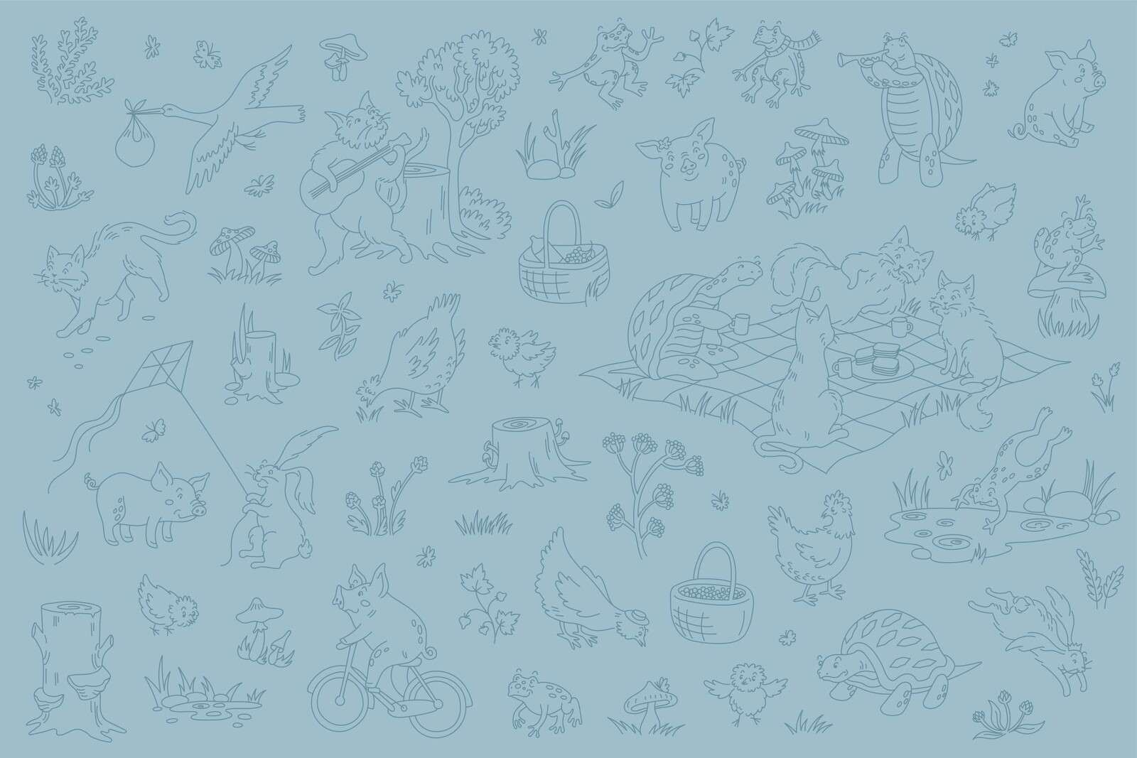 Bos dieren rustig blauw