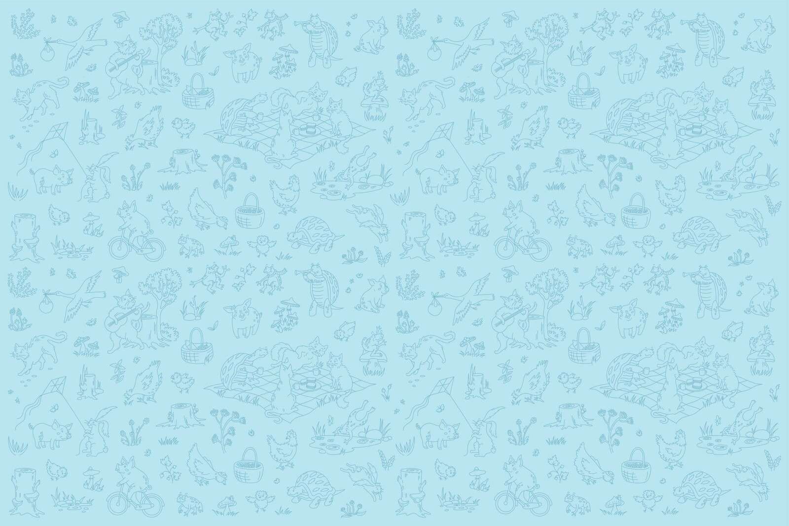 Bos dieren rustig licht blauw print