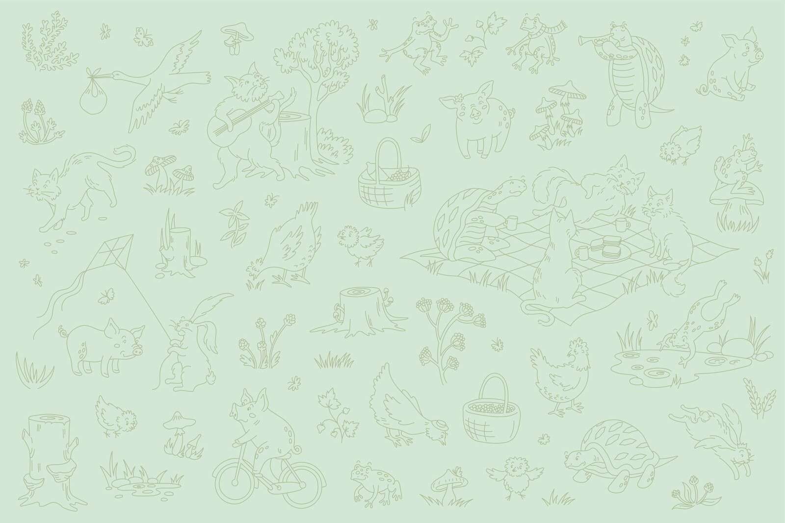 Bos dieren rustig mint groen licht