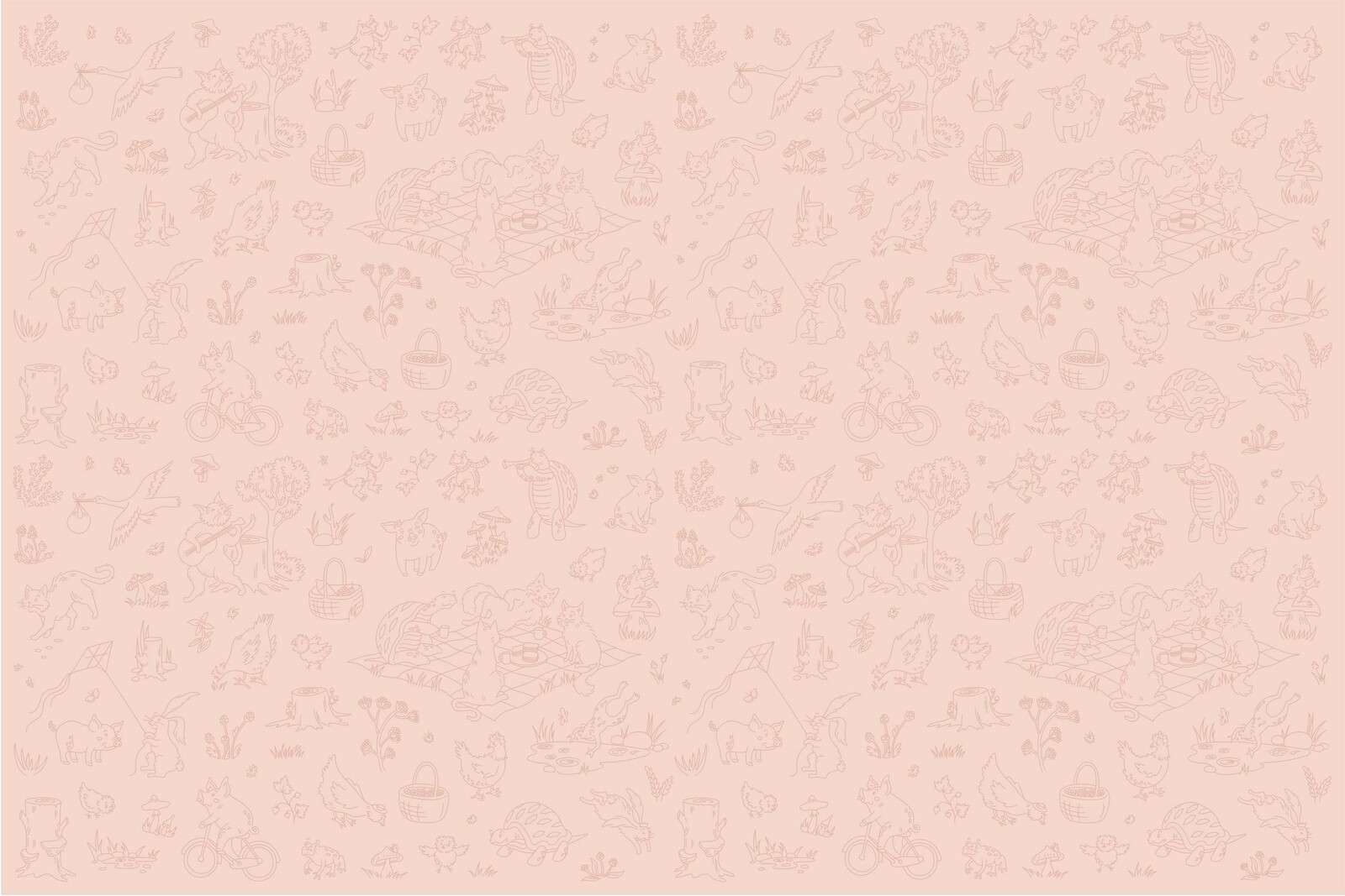 Bos dieren rustig roze print