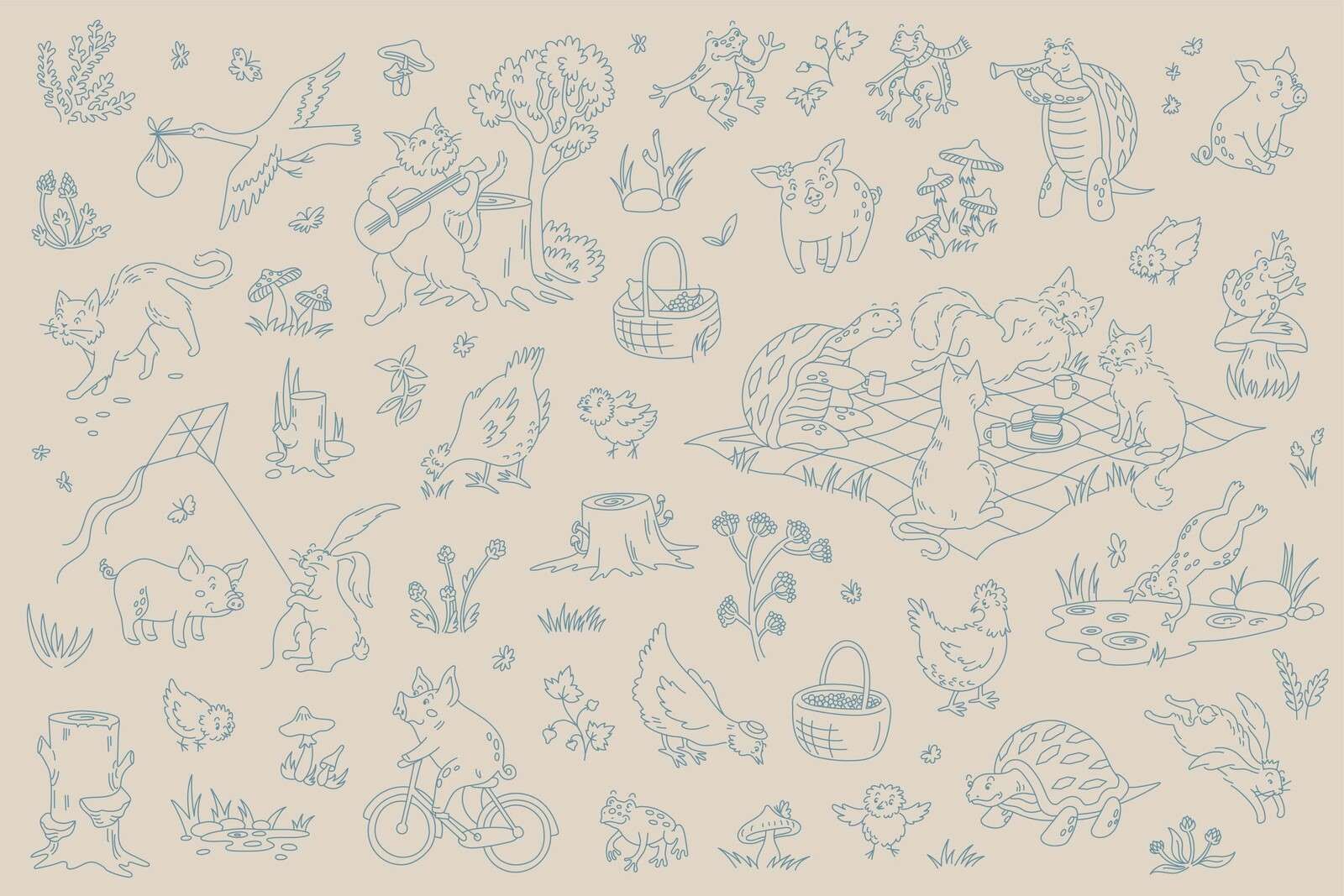 Bos dieren rustig taupe blauw