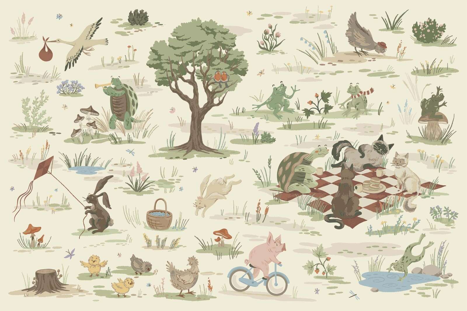Bos dieren gekleurd
