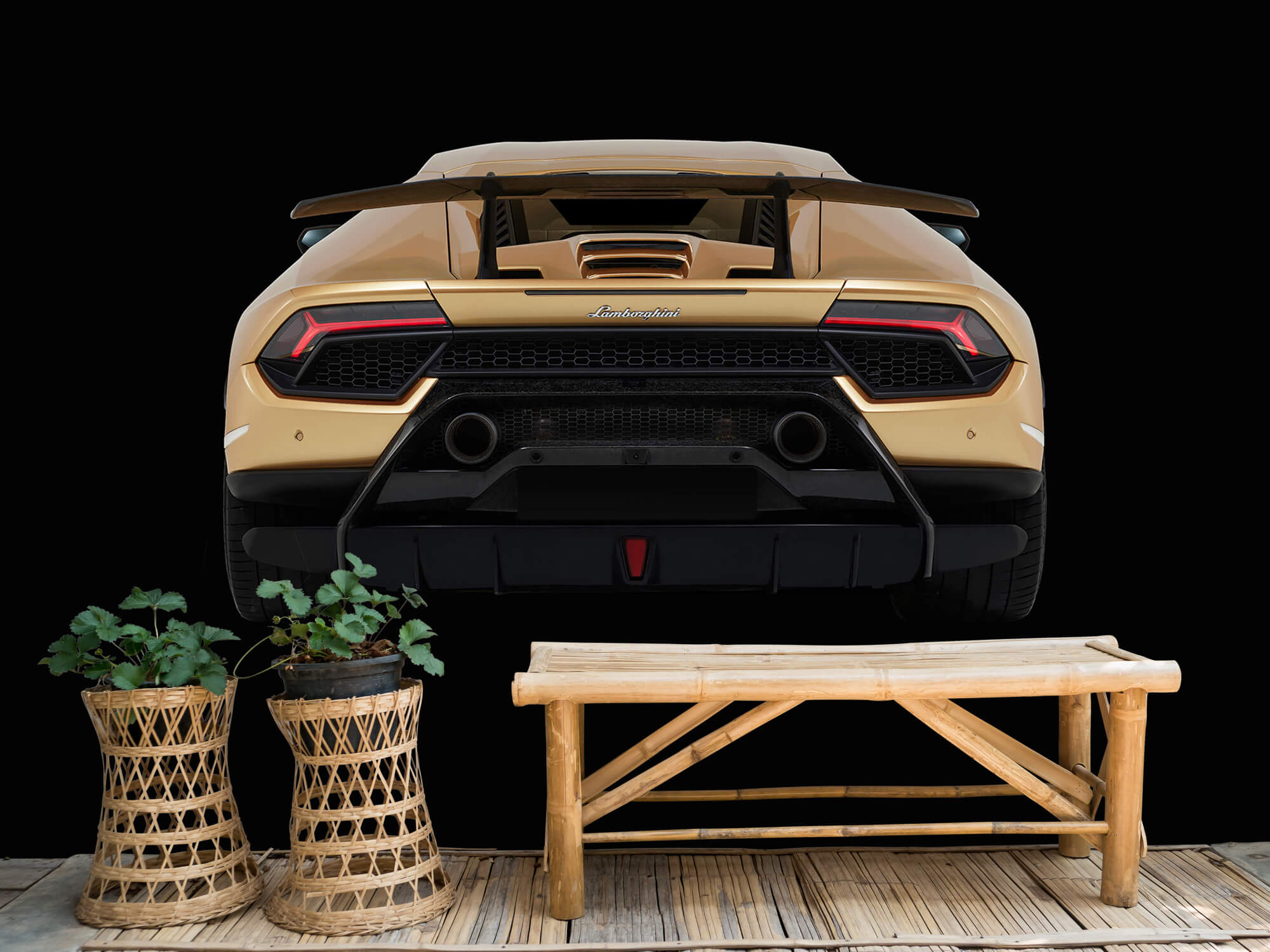 Wallpaper Lamborghini Huracán - Achterkant, zwart 3