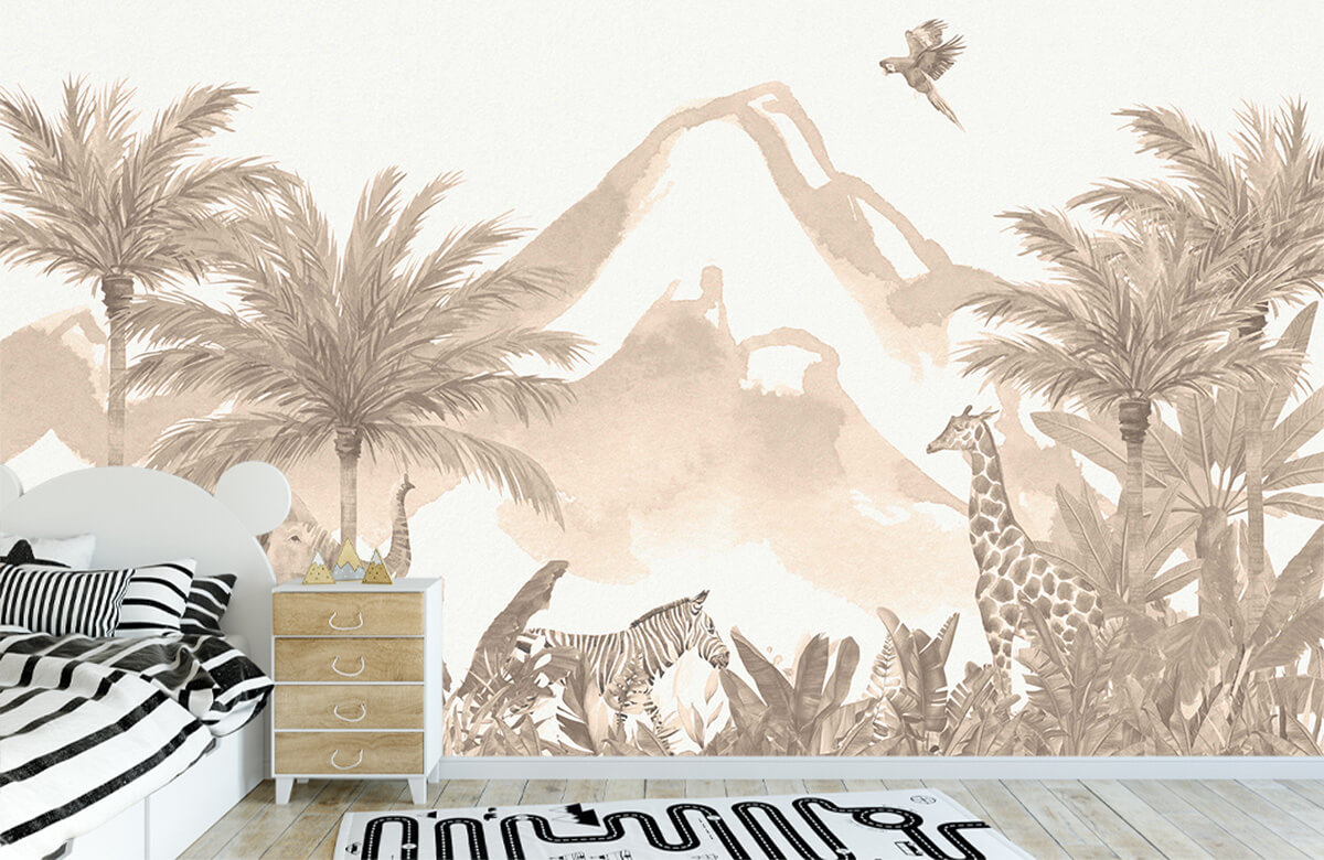 wallpaper Jungle dieren in taupe 2