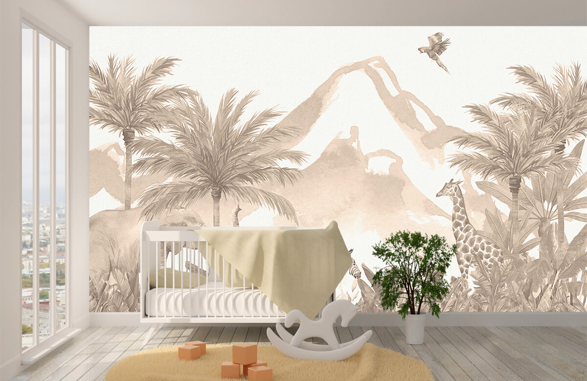 wallpaper Jungle dieren in taupe 4