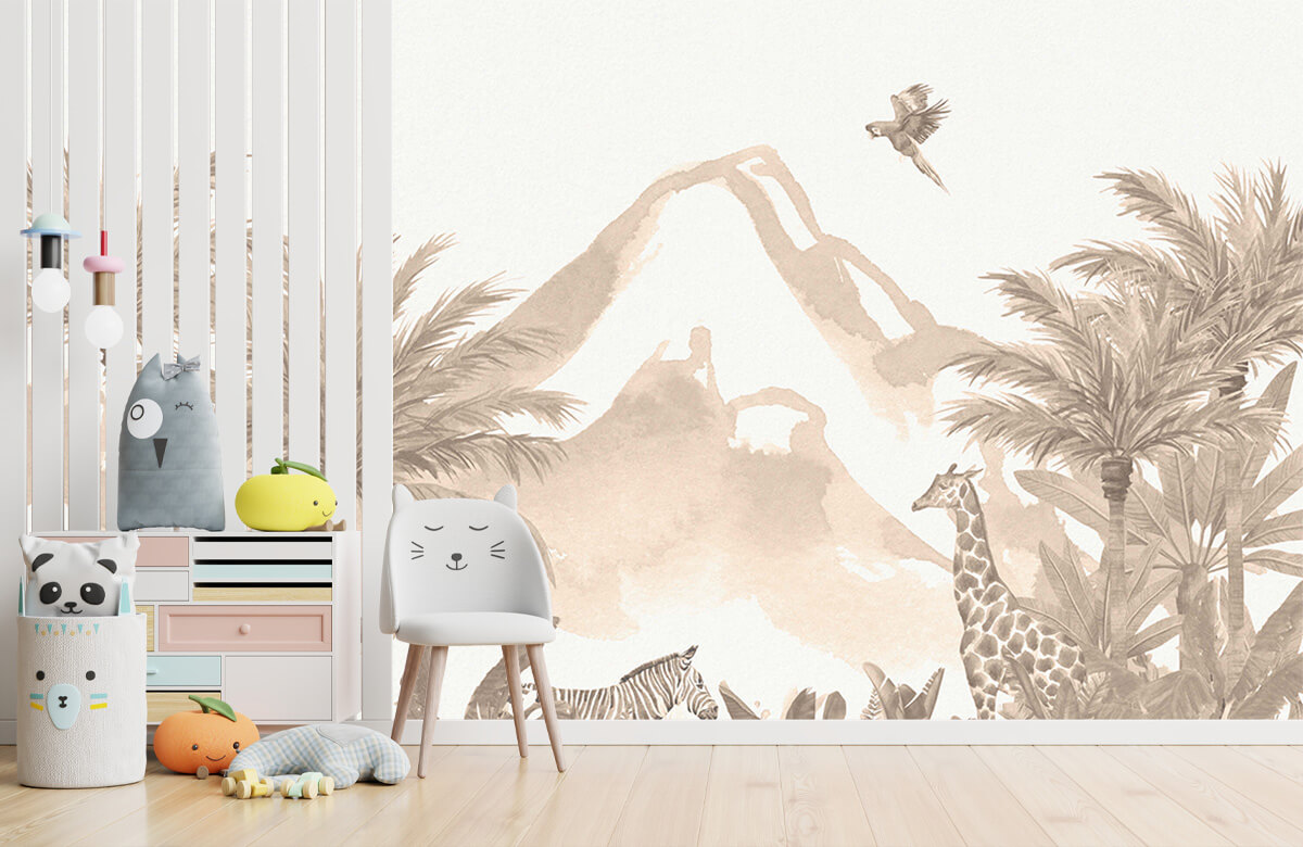 wallpaper Jungle dieren in taupe 5