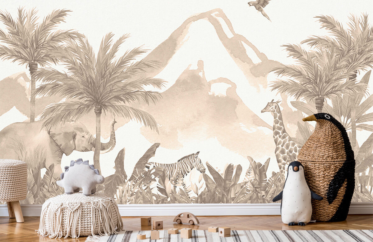 wallpaper Jungle dieren in taupe 9