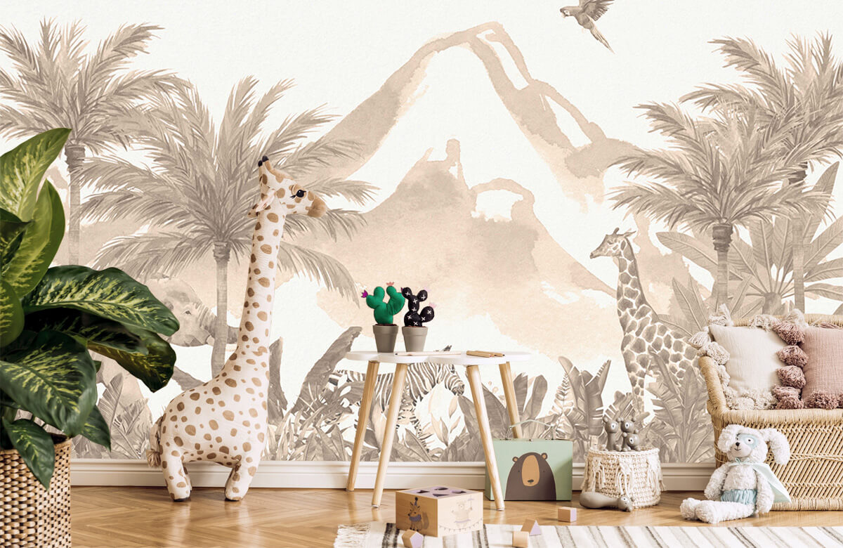 wallpaper Jungle dieren in taupe 10