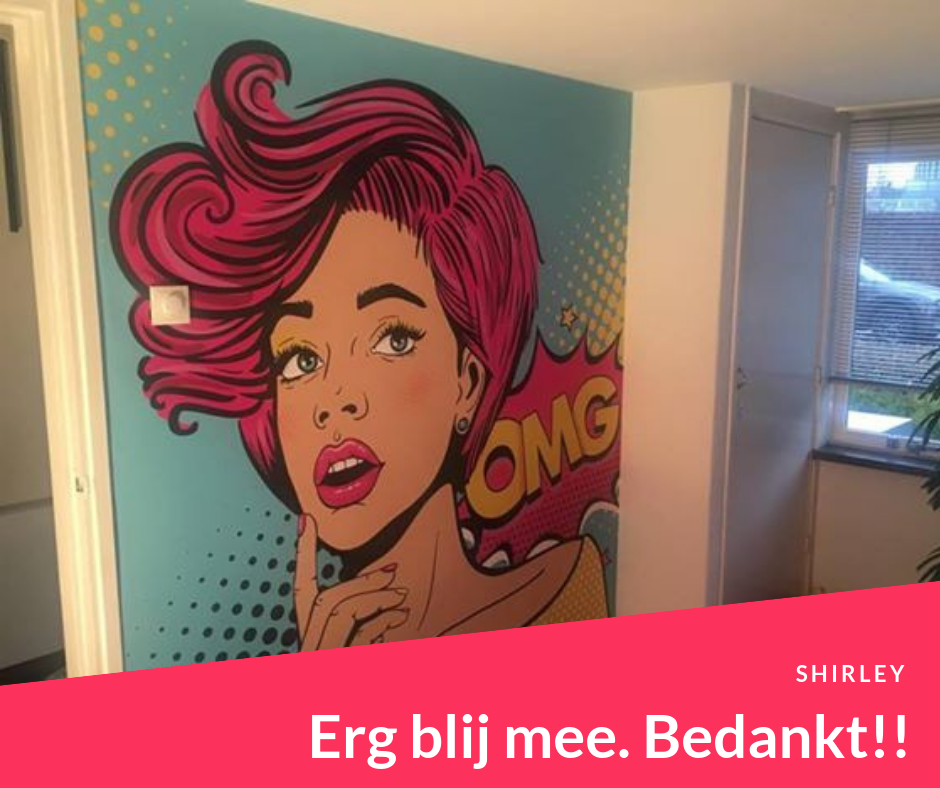 Behang met een vrouw in pop art stijl